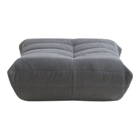 Pouf Poggiapiedi Kodsø Imbottito in Velluto a Coste 35x80x65 cm - Grigio [en.casa]