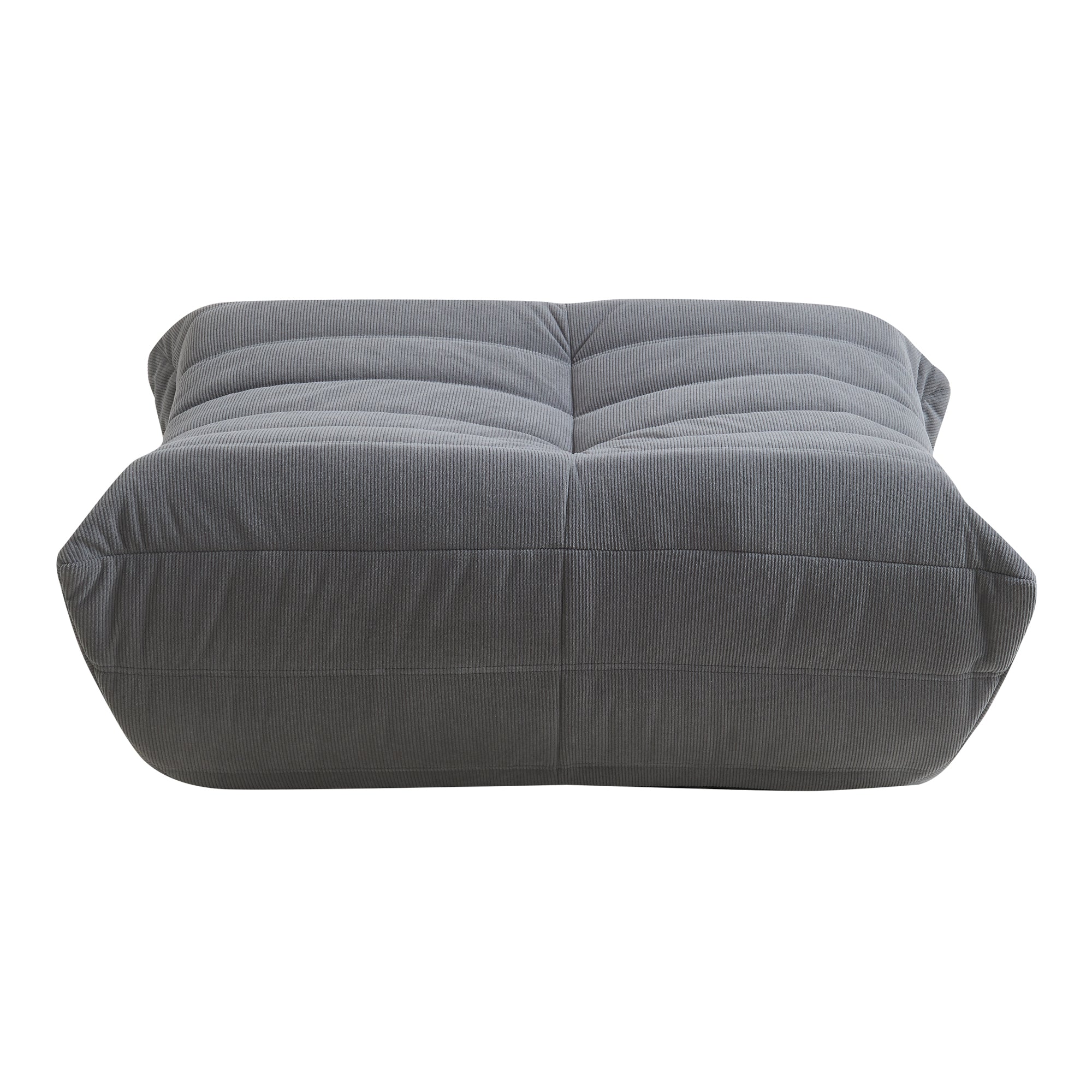 Pouf Poggiapiedi Kodsø Imbottito in Velluto a Coste 35x80x65 cm - Grigio [en.casa]
