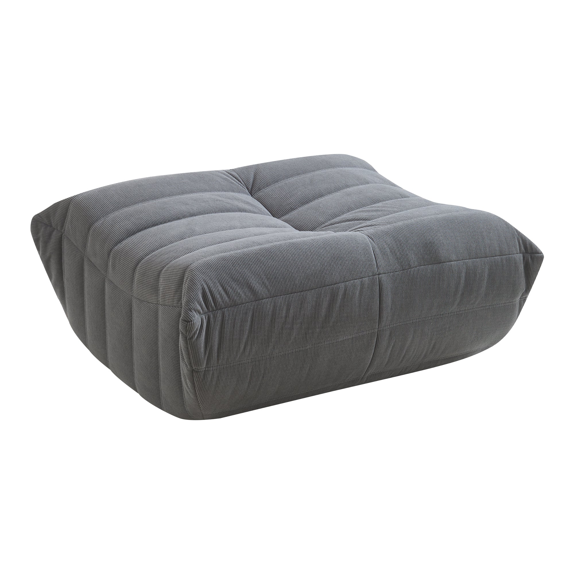 Pouf Poggiapiedi Kodsø Imbottito in Velluto a Coste 35x80x65 cm - Grigio [en.casa]