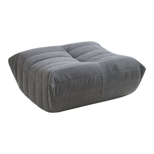Pouf Poggiapiedi Kodsø Imbottito in Velluto a Coste 35x80x65 cm - Grigio [en.casa]