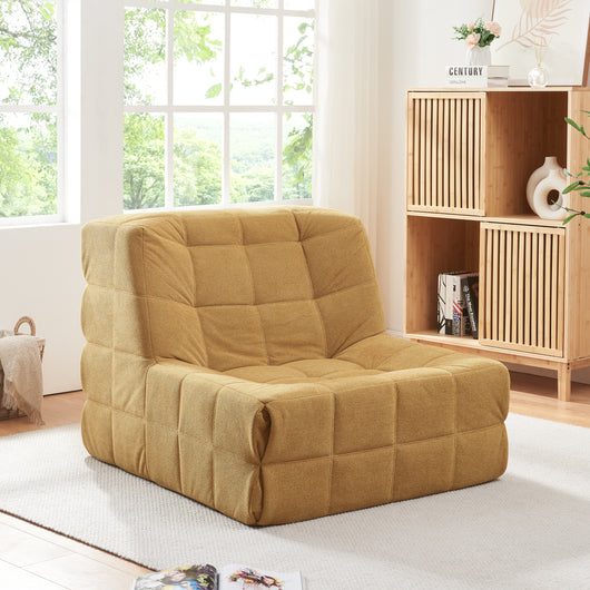 Poltrona Bassa Imbottita Koskyvn Senza Braccioli 75 x 90 x 100 cm - Giallo [en.casa]