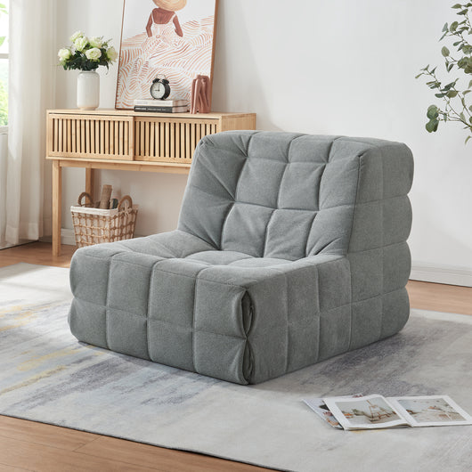 Poltrona Bassa Imbottita Koskyvn Senza Braccioli 75 x 90 x 100 cm - Grigio [en.casa]