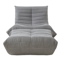 Set Kodsø di Poltrona Bassa e Pouf Poggiapiedi Imbottiti in Microfibra - Grigio [en.casa]