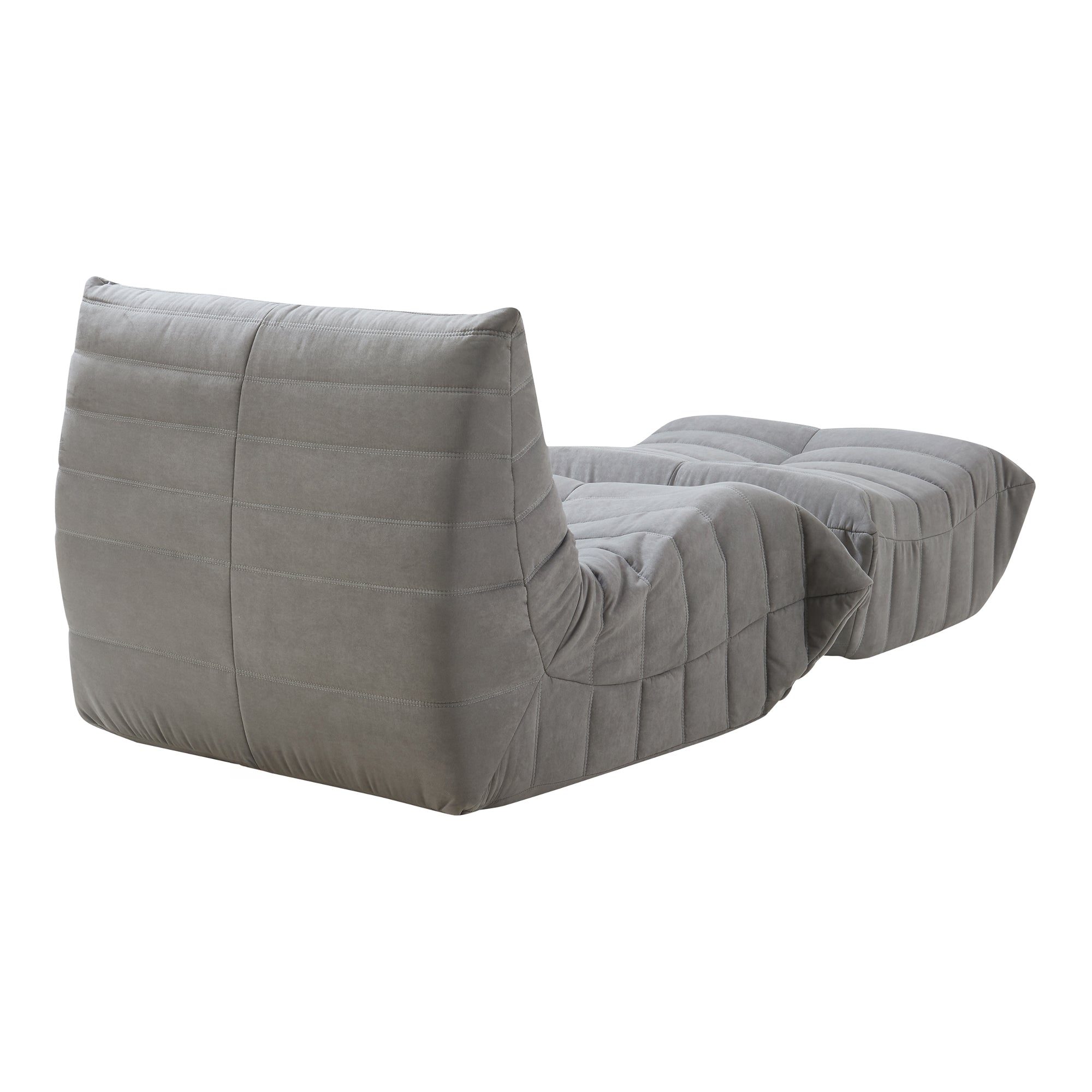 Set Kodsø di Poltrona Bassa e Pouf Poggiapiedi Imbottiti in Microfibra - Grigio [en.casa]