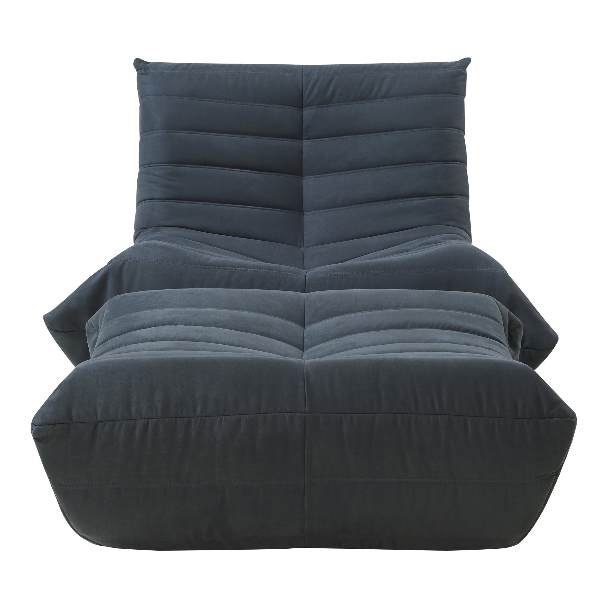 Set Kodsø di Poltrona Bassa e Pouf Poggiapiedi Imbottiti in Microfibra - Nero [en.casa]