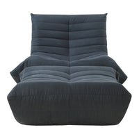 Set Kodsø di Poltrona Bassa e Pouf Poggiapiedi Imbottiti in Microfibra - Nero [en.casa]