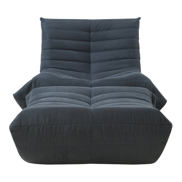 Set Kodsø di Poltrona Bassa e Pouf Poggiapiedi Imbottiti in Microfibra - Nero [en.casa]