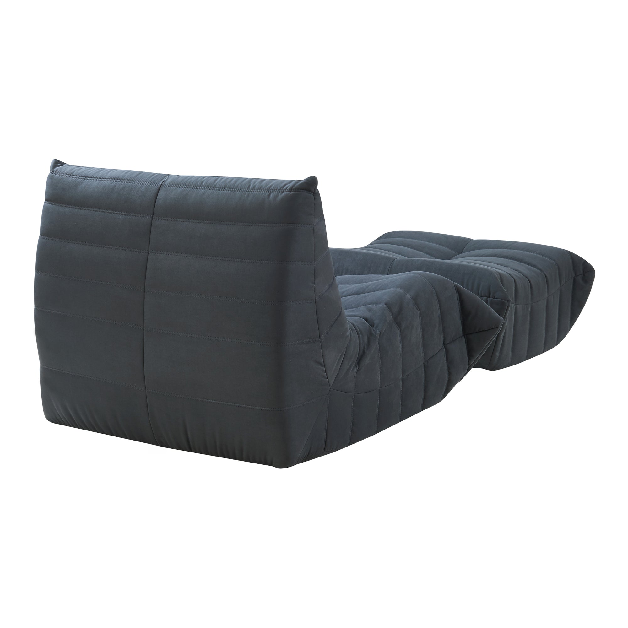 Set Kodsø di Poltrona Bassa e Pouf Poggiapiedi Imbottiti in Microfibra - Nero [en.casa]