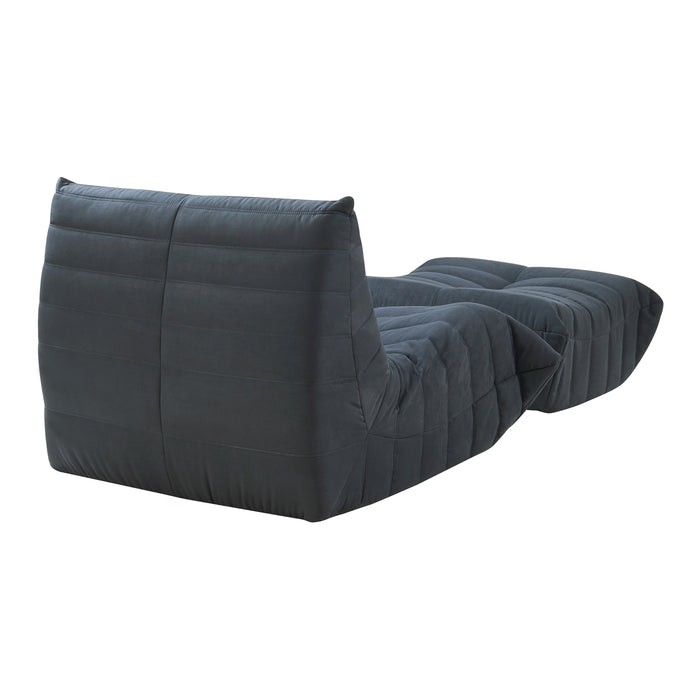 Set Kodsø di Poltrona Bassa e Pouf Poggiapiedi Imbottiti in Microfibra - Nero [en.casa]