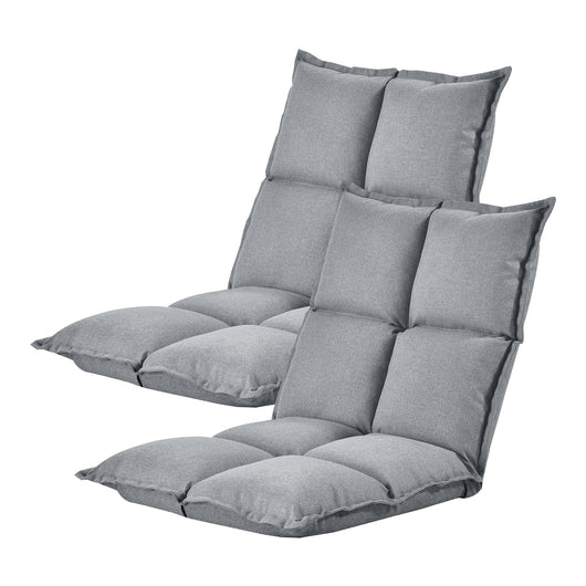 Set di 2 Sedie da Pavimento Deinze con Schienale Regolabile - Grigio Chiaro [en.casa]