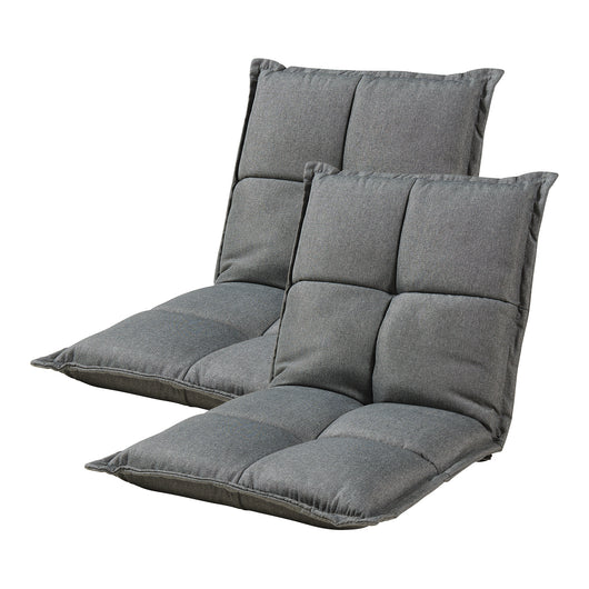 Set di 2 Sedie da Pavimento Deinze con Schienale Regolabile - Grigio Scuro [en.casa]