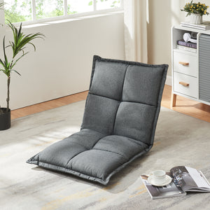 Set di 2 Sedie da Pavimento Deinze con Schienale Regolabile - Grigio Scuro [en.casa]