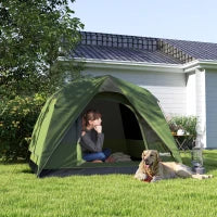 Tenda da Campeggio per 3 Persone Impermeabile con Tasca, Gancio per Lanterna e Borsa, 2x2x1.35m, Verde