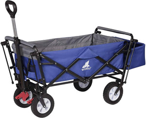 Carrello da giardino a 4 ruote con freno e tettuccio removibile blu 19_0001003