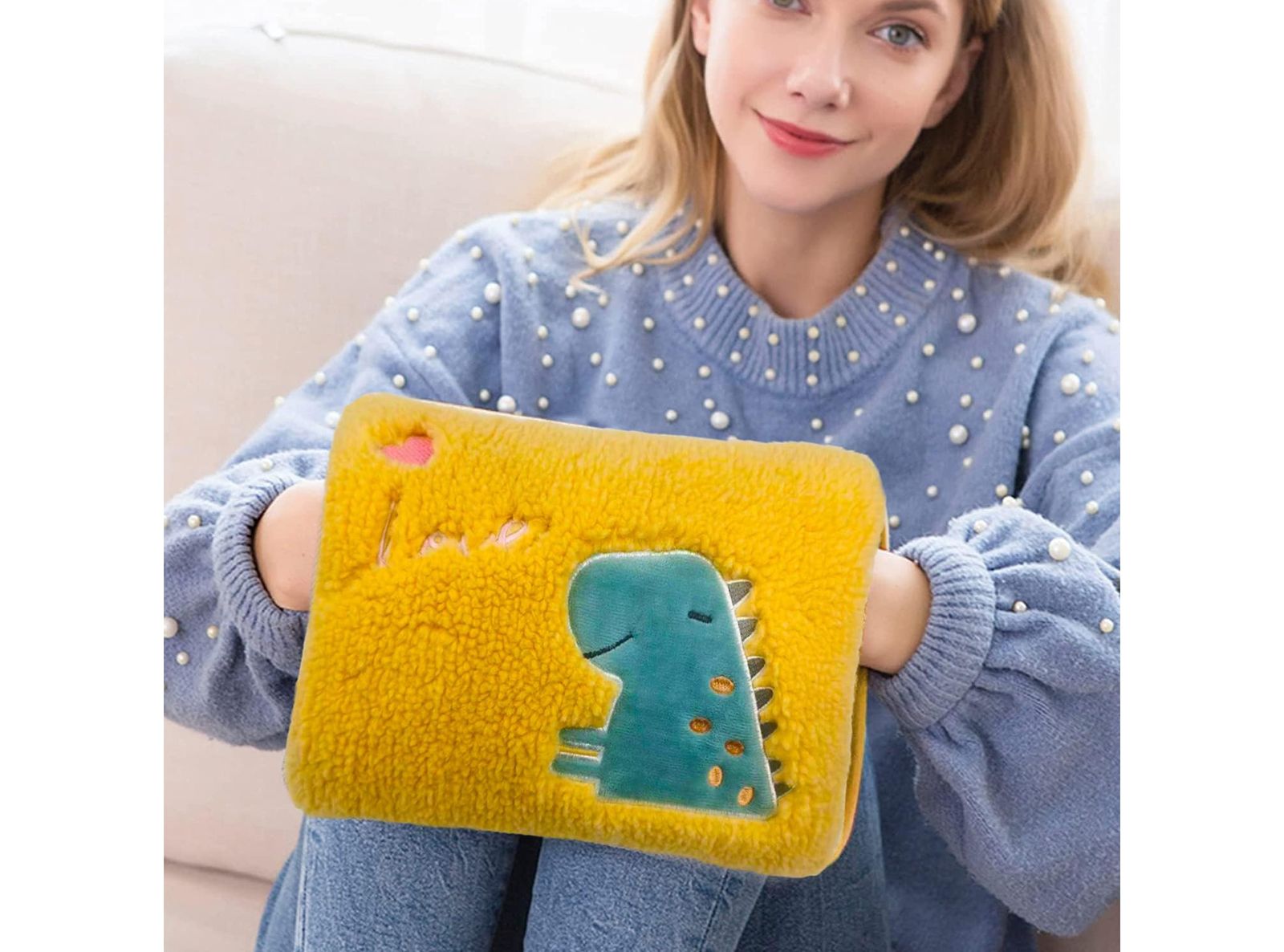 Borsa Scaldino Elettrico Acqua Calda Cuscino Smontabile e Lavabile Scalda Piedi e Mani a Letto in Casa da 500W