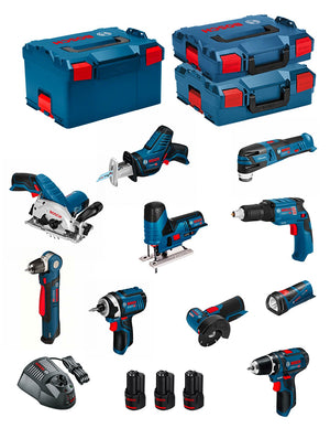 Bosch professional bosch kit 12v bmk10-28ad3(gsr12v-15+gdr12v-105+gks12v-26+gws12v-76+gst12v-70+gop12v-28+gsa12v-14+gwb 12v-10+gli12v-80+gtb12v-11) 0660989123611