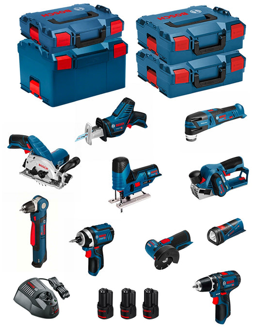 Bosch professional bosch kit 12v bmk10-28dd3 (gsr12v-15+gdr12v-105+gks12v-26+gws12v-76+gst12v-70+gop12v-28+gsa12v-14+gwb12v-10+gli12v-80+gho12v-20) 0660989123871