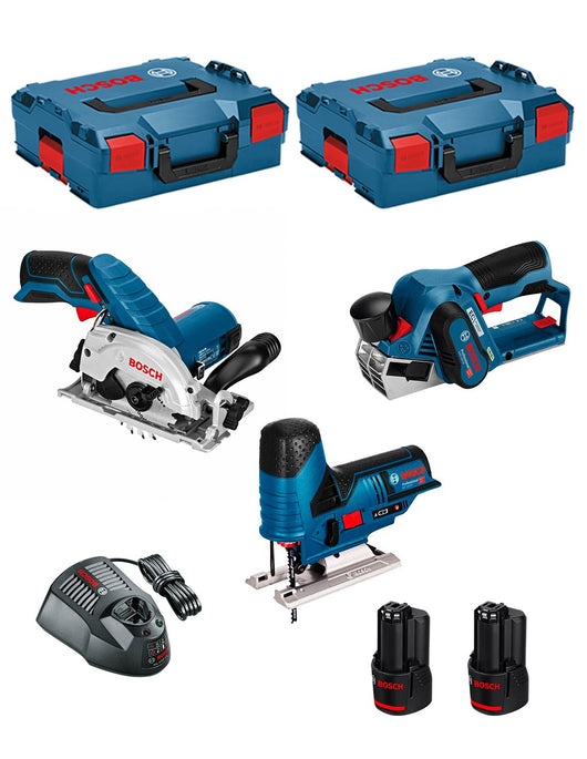 Bosch professional bosch kit 12v bmk3-28ad2 (gks 12v-26 + gst 12v-70 + gho 12v-20 + 2 x 2,0 ah + gal1230cv + 2 x l-boxx 136 ) 0660989123970