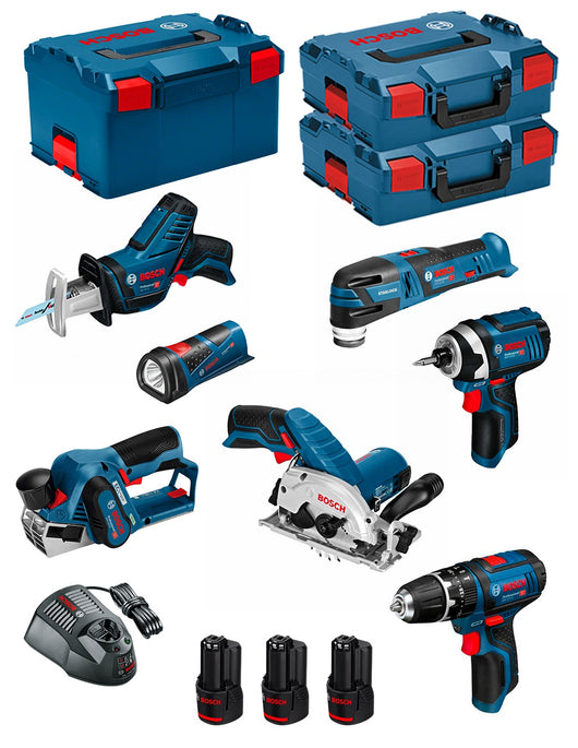 Bosch professional bosch kit 12v bmk7-28ed3 (gsb 12v-15 + gdr 12v-105 + gks 12v-26 + gop 12v-28 + gsa 12v-14 + gli 12v-80 + gho 12v-20) 0660989123956