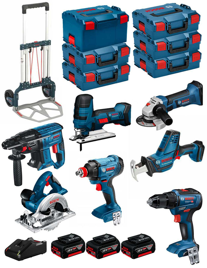 Bosch professional bosch kit 18v bk702 (gst18v-lis+gks18v-li+gbh18v-21+gws18-125v-li+gsr18v-55+gsa18v-lic+gdx18v-180+ 3x5,0ah+gal18v-40+6xl-boxx) 8435587915898