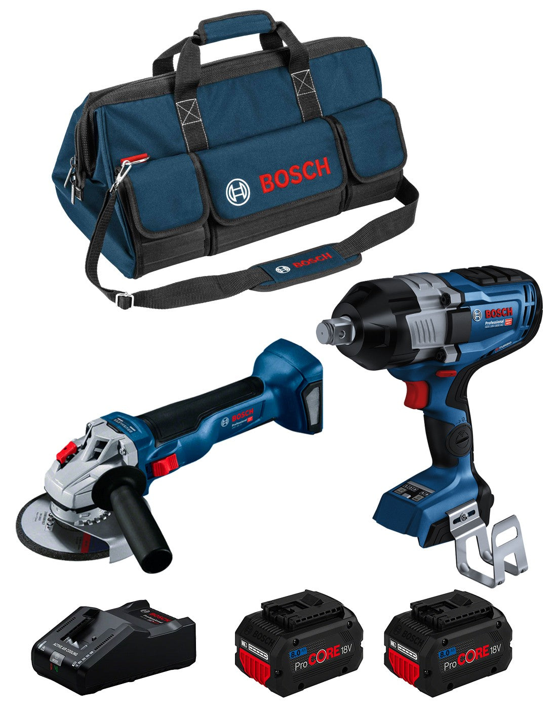 Bosch professional bosch kit bk2026bag (gds 18v-1600 hc + gws 18v-10 + 2 x 8,0 ah procore + gal18v-160 + hdbag) 8435587928348
