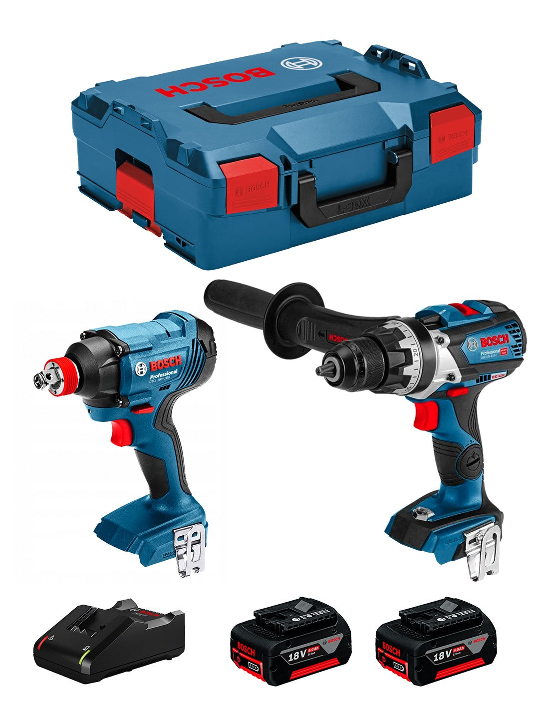 Bosch professional bosch kit bk219 (gdx 18v-180 + gsr 18v-110 c + 2 x 4,0 ah + gal18v-40 + l-boxx 136) 8435587926122