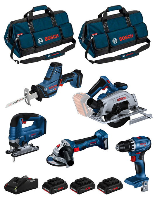 Bosch professional bosch kit bk503bag (gsr 18v-45 + gks 18v-57-2 + gst 18v-125 b + gws 18v-7 + gsa 18v-li c + 3x4,0ah procore +gal18v-40 + 2xhdbag) 8435587928393