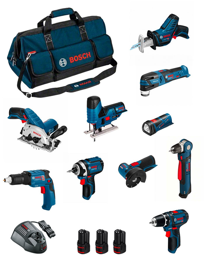 Bosch professional bosch kit bmkb10-28ad3 (gsr12v-15+gdr12v-105+gks12v-26+gws12v-76+gst12v-70+gop12v-28+gsa12v-14+gwb12v-10+gli12v-80+gtb12v-11) 0660989125714