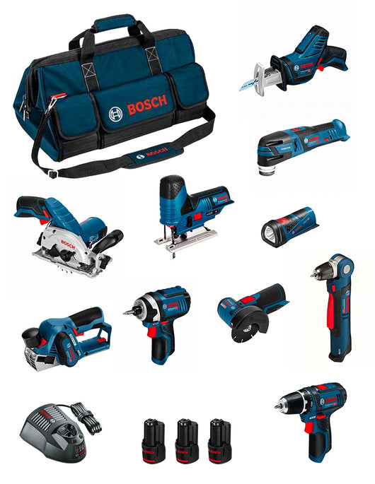 Bosch professional bosch kit bmkb10-28dd3 (gsr12v-15+gdr12v-105+gks12v-26+gws12v-76+gst12v-70+gop12v-28+gsa12v-14+gwb12v-10+gli12v-80+gho12v-20) 0660989125936