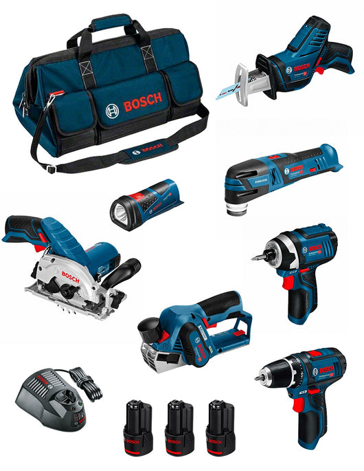 Bosch professional bosch kit bmkb7-28dd3 (gsr 12v-15+gdr 12v-105+gks 12v-26+gop 12v-28+gsa 12v-14+gli 12v-80+gho 12v-20 +3x2,0ah +gal1230cv +hdbag) 0660989125844