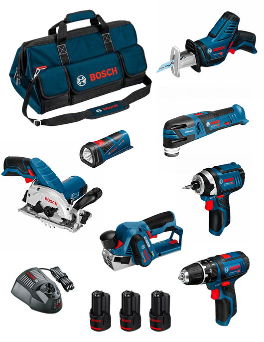 Bosch professional bosch kit bmkb7-28ed3 (gsb 12v-15+gdr 12v-105+gks 12v-26+gop 12v-28+gsa 12v-14+gli 12v-80+gho 12v-20 +3x2,0ah +gal1230cv +hdbag) 0660989125851