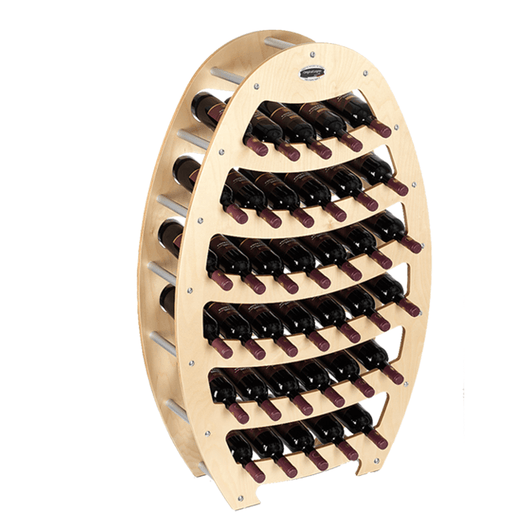 CANTINETTA IN LEGNO PORTA BOTTIGLIE VINO MODELLO BOTTE 36 BOTTIGLIE FINITURA ACERO L.75 x P,25 x H.120 100% FABBRICATO IN ITALIA