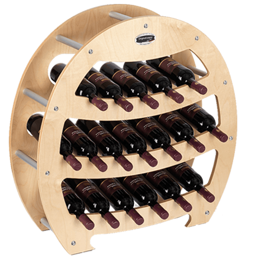 CANTINETTA IN LEGNO PORTA BOTTIGLIE VINO MODELLO BOTTE 18 BOTTIGLIE FINITURA ACERO L.75 x P,25 x H.75 100% FABBRICATO IN ITALIA
