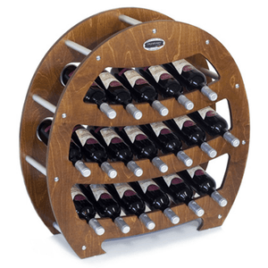 CANTINETTA IN LEGNO PORTA BOTTIGLIE VINO MODELLO BOTTE 18 BOTTIGLIE FINITURA NOCE L.75 x P,25 x H.75 100% FABBRICATO IN ITALIA