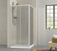 Box Doccia Due Lati Scorrevole Bianco Cristallo Opaco 4mm BORA 75x90 cm