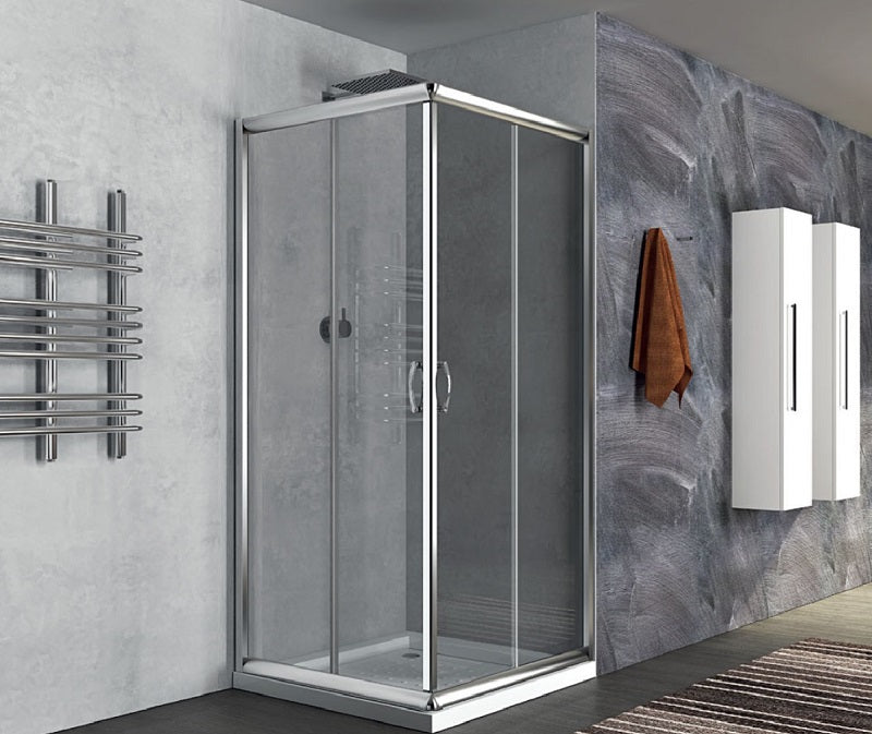 Box Doccia Due Lati Scorrevole, in Cristallo 6mm h190cm Ponza Trasparente 6mm,70x70 cm