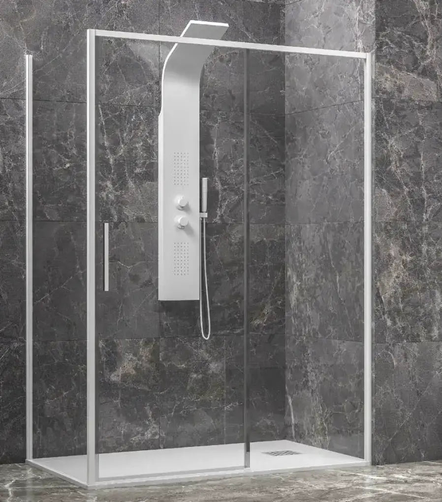 Box Doccia Profili Bianchi Scorrevole 6mm Anticalcare H200 - 69x110