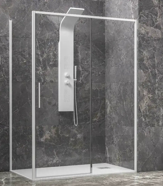 Box Doccia Profili Bianchi Scorrevole 6mm Anticalcare H200 - 69x140