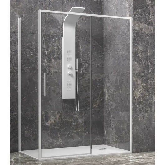 Box Doccia Profili Bianchi Scorrevole 6mm Anticalcare H200 - 74x120