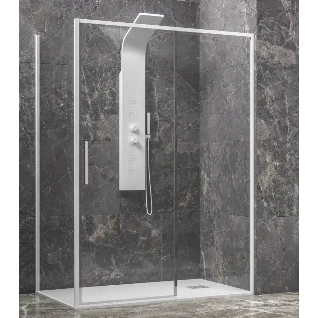 Box Doccia Profili Bianchi Scorrevole 6mm Anticalcare H200 - 79x150