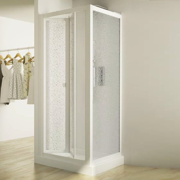 Box doccia a libro soffietto pvc bianco acrilico h.190cm Doplas Duo Porta 95+Fisso 90cm