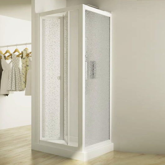 Box doccia a libro soffietto pvc bianco acrilico h.190cm Doplas Duo Porta 100+Fisso 75cm