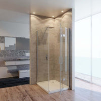 Box Doccia Angolare In Cristallo Anticalcare Trasparente 8mm Porta Battente - 99.5x109.5