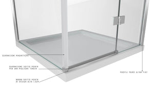 Box Doccia Angolare In Cristallo Anticalcare Trasparente 8mm Porta Battente - 89.5x119.5