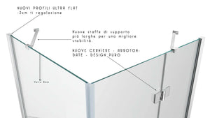 Box Doccia Angolare In Cristallo Anticalcare Trasparente 8mm Porta Battente - 99.5x139.5