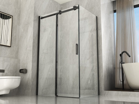 Box Doccia H195 Trasparente 8mm Scorrevole Profili Neri - Sagittarius Black - 70x120