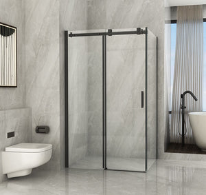 Box Doccia H195 Trasparente 8mm Scorrevole Profili Neri - Sagittarius Black - 70x120