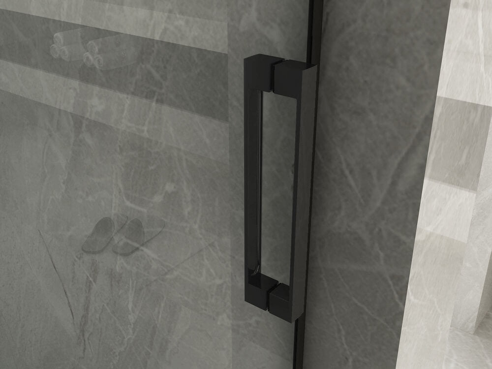 Box Doccia H195 Trasparente 8mm Scorrevole Profili Neri - Sagittarius Black - 70x120