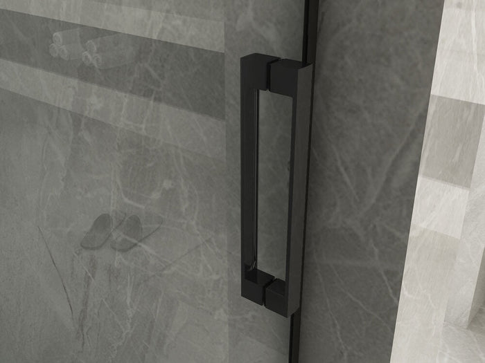Box Doccia H195 Trasparente 8mm Scorrevole Profili Neri - Sagittarius Black - 70x120