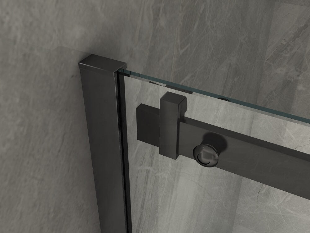 Box Doccia H195 Trasparente 8mm Scorrevole Profili Neri - Sagittarius Black - 70x120